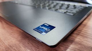 Intel vPro sticker on the corner of a Dell Latitude 9430 business laptop